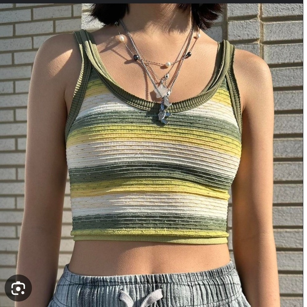 Out From Under Urban Outfitters‎ Striped Cropped Tank Top Womens Medium Retro